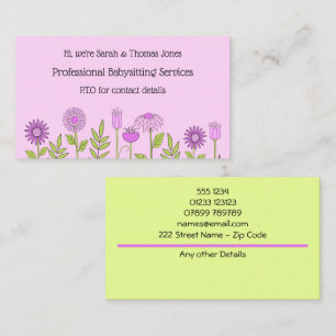 Babysitter Contact Floral Carte de visite