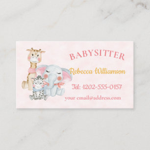 Babysitter Cute Animaux Carte de visite