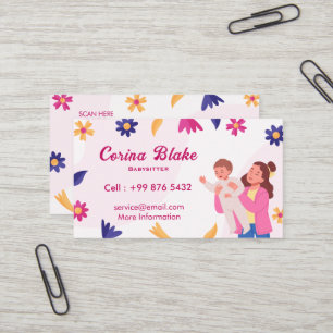Babysitter-Dienste   Pink Chilcare Visitenkarte