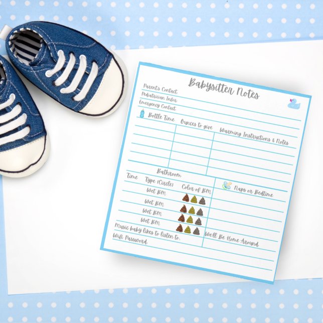 Babysitter-Hinweise für Neugeborene Notizblock (Von Creator hochgeladen)