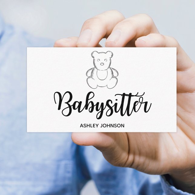Babysitter Kalligrafie Ästhetik Sketch Bär Niedlic Visitenkarte (Von Creator hochgeladen)