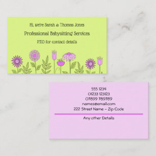 Babysitter Kontakt Floral Business Card Visitenkarte