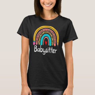 Babysitter Leopard Rainbow Healthcare Doctor Work T-Shirt