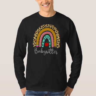 Babysitter Leopard Rainbow Healthcare Doctor Work T-Shirt