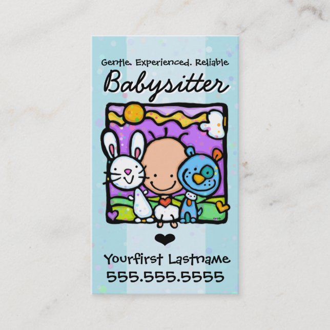 Babysitter.Nanny.Childcare.Custom Text/Farbe Visitenkarte (Vorderseite)