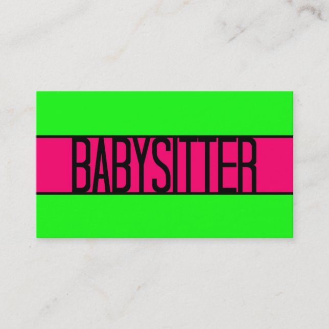 Babysitter Neon Green et Carte de visite rose chau (Devant)