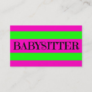 Babysitter Neon Green und Hot Pink Visitenkarte