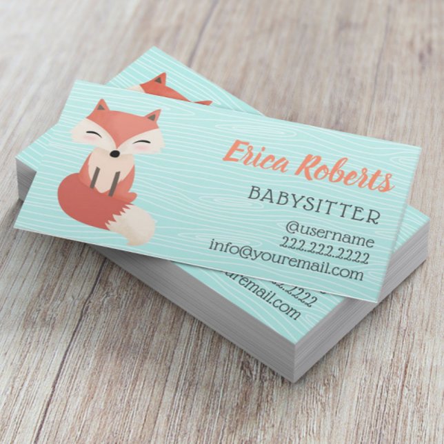 Babysitter Niedlich Woodland Fox Kinderbetreuung K Visitenkarte (Von Creator hochgeladen)