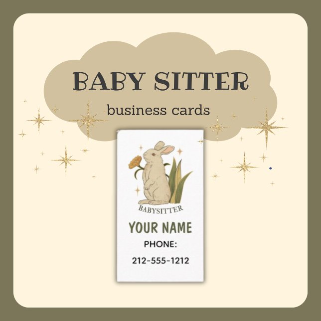 Babysitter Niedliche Blumenbunny Baby Business Car Visitenkarte (Von Creator hochgeladen)