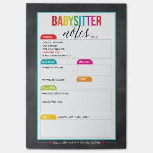 Babysitter-Post-Itanmerkungs-Notizblock für Elter Post-it Klebezettel