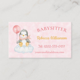 Babysitter QR-Code Niedlich Pinguin Pink Visitenkarte