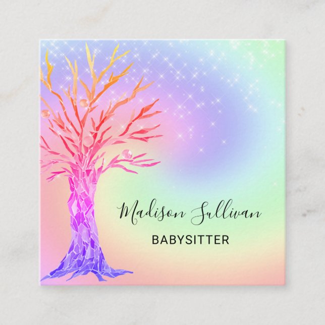 Babysitter Rainbow Colors Carré Carte de visite (Devant)