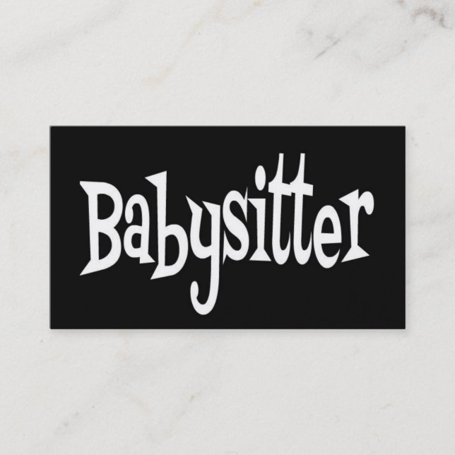Babysitter Schwarz-Weiß-Visitenkarte Visitenkarte (Vorderseite)