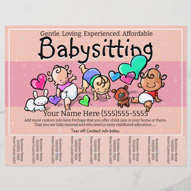Babysitter-Übersicht zur Niedlichen Kinderbetreuun Flyer (Vorne)