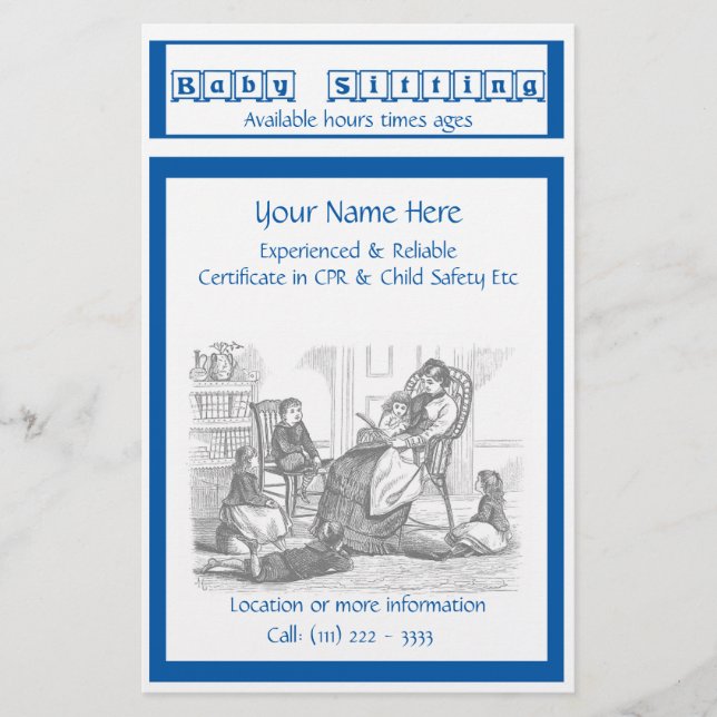 Babysitter und Kinderbetreuung Flyer (Vorne)