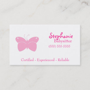 Babysitter-Visitenkarte - rosa Schmetterling Visitenkarte