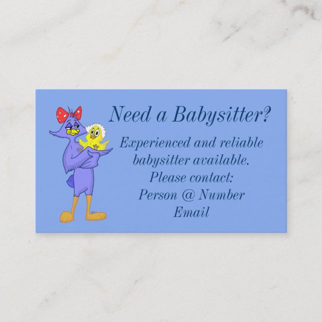 Babysitter-Visitenkarte Visitenkarte (Vorderseite)