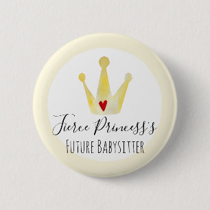 Babysitter Wasserfarbe Prinzessin Girl Babydusche Button