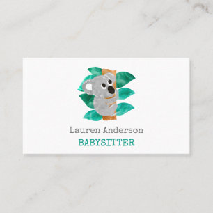 Babysitter Watercolor Koala Kinderbetreuer Visitenkarte