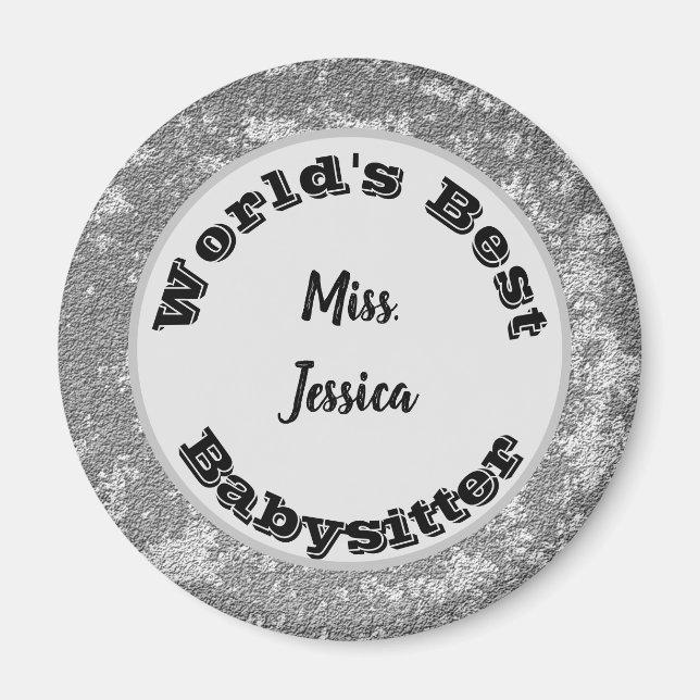 Babysitter Wertschätzung Marbled Silver Vielen Dan Magnet (Vorne)