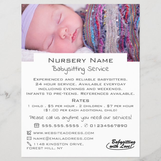 Babysitting, Kinderbetreuung, Kinderzimmer-Werbung Flyer (Vorne)