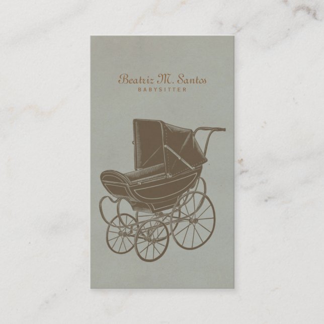 Babysitting Vintages Kinderwagen-einfaches Visitenkarte (Vorderseite)