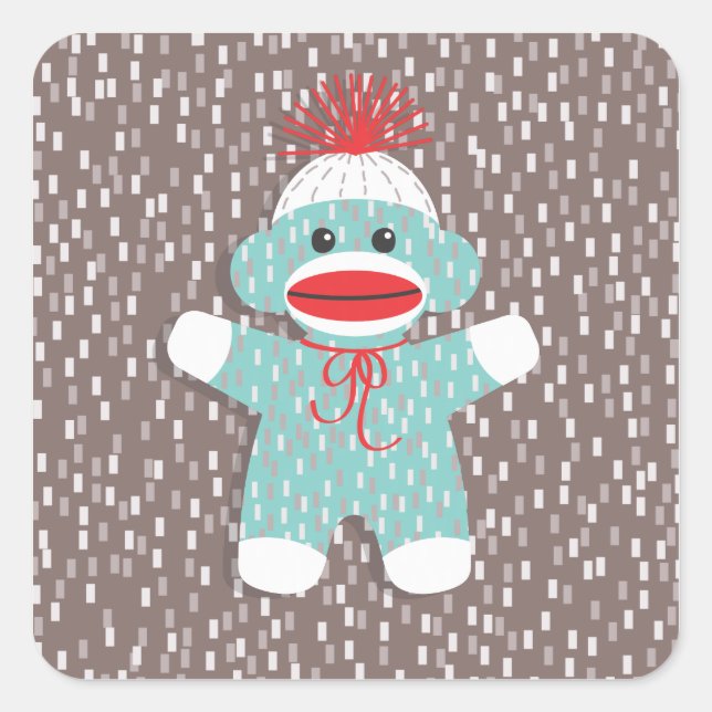 Babysock-Affenaufkleber Quadratischer Aufkleber (Vorderseite)