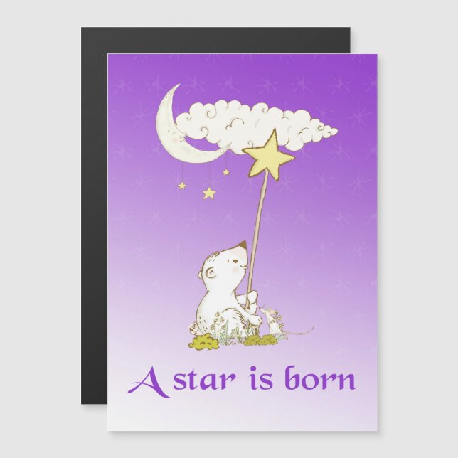 Babystar ist geboren! magneteinladung (Vorne/Hinten)