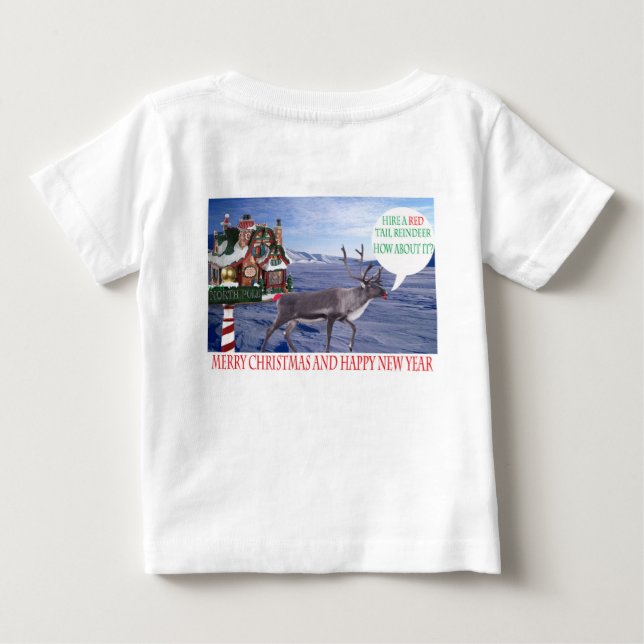 Babytee, fröhliche Weihnachten und glückliche Rent Baby T-shirt (Rückseite)