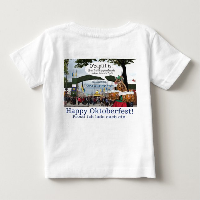 Babytee. Glückliches Oktoberfest! Giraffe/Mädchen Baby T-shirt (Rückseite)