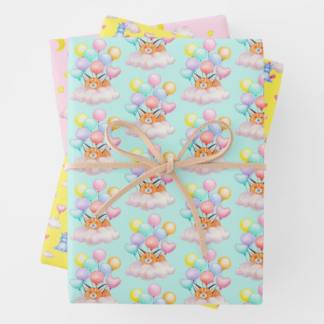 Babytiere in den Wolken Geschenkpapier Set (Beispiel)