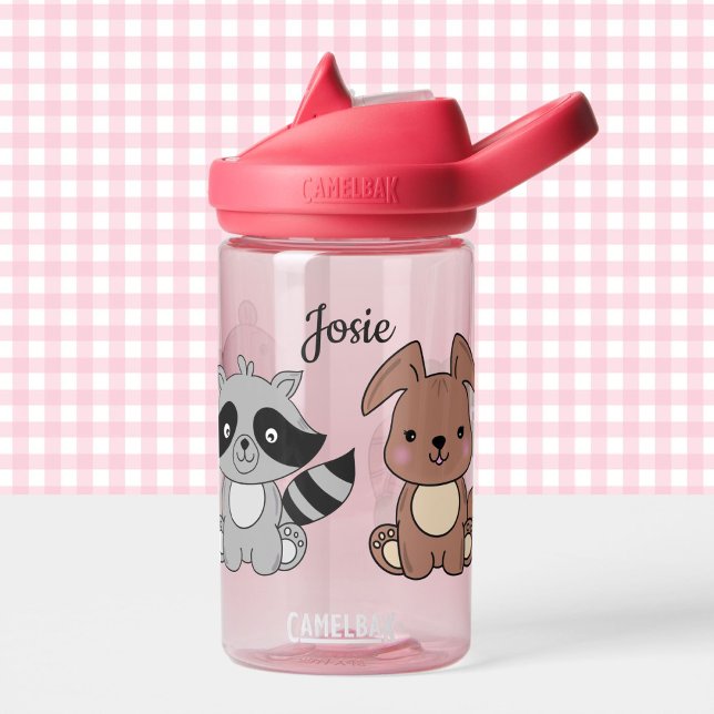 Babytiere tragen den Namen des Kindes in Rosa Trinkflasche (Von Creator hochgeladen)