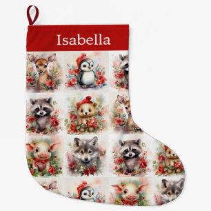 Babytiere tragen Niedlichen Weihnachtsnamen hinzu Großer Weihnachtsstrumpf