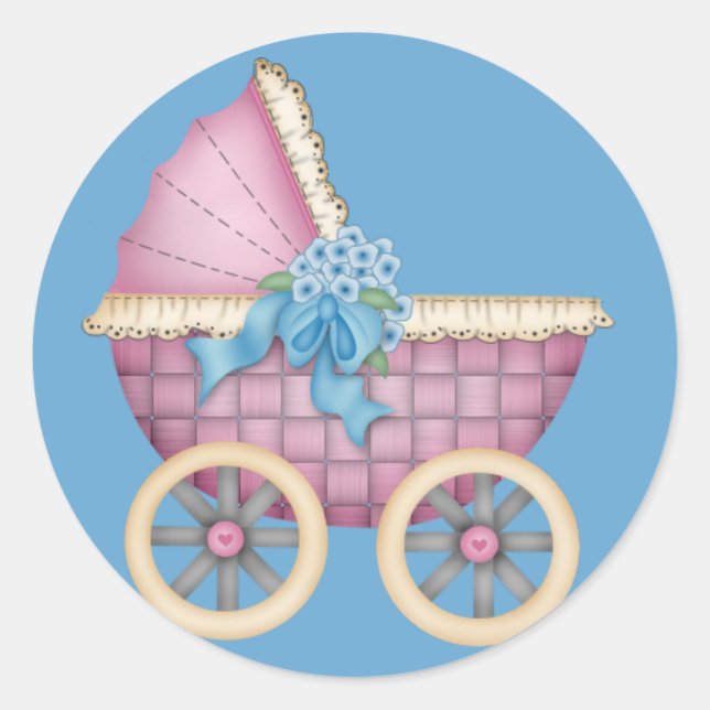 Babytragetasche/Carriage Rosa Farbe - Aufkleber (Vorderseite)