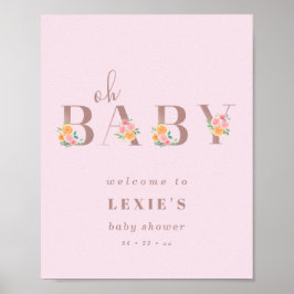 Babytyp und Rose Babydusche Begrüßung Poster