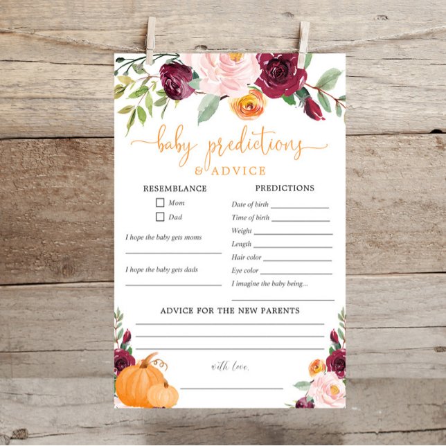 Babyvorhersage Ratenkarte fallen Babydusche (Von Creator hochgeladen)