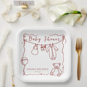Babywäsche Babydusche Pappteller