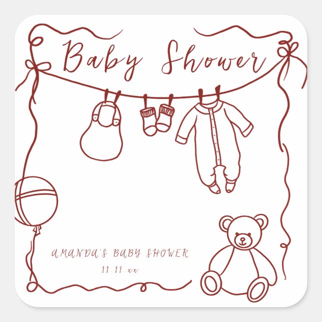 Babywäsche Babydusche Quadratischer Aufkleber (Vorderseite)