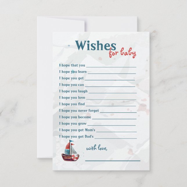 Babywaschkarte für das Aquarellboot RSVP Karte (Vorderseite)