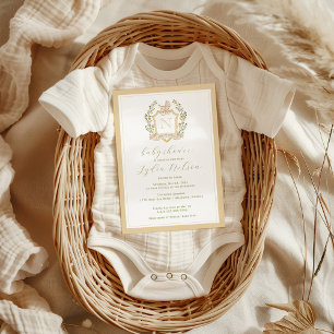 Babywiege-Wappen-Monogramm   Neutrale Babyparty Einladung