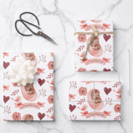 Babywrapping Paper Flat Sheet Set 3 Geschenkpapier Set