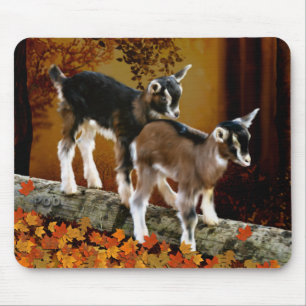 Babyziegen Herbstkürbisse Herbstbauernhof Kunst Mousepad