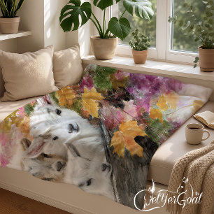 Babyziegen in Herbstblättern 8 Fleecedecke