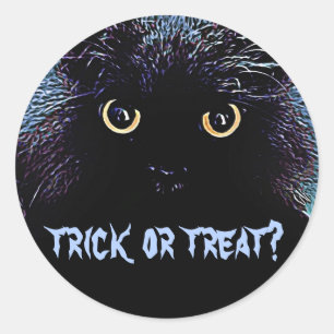 Bac à chat noir mignon ou Stickers de traitement