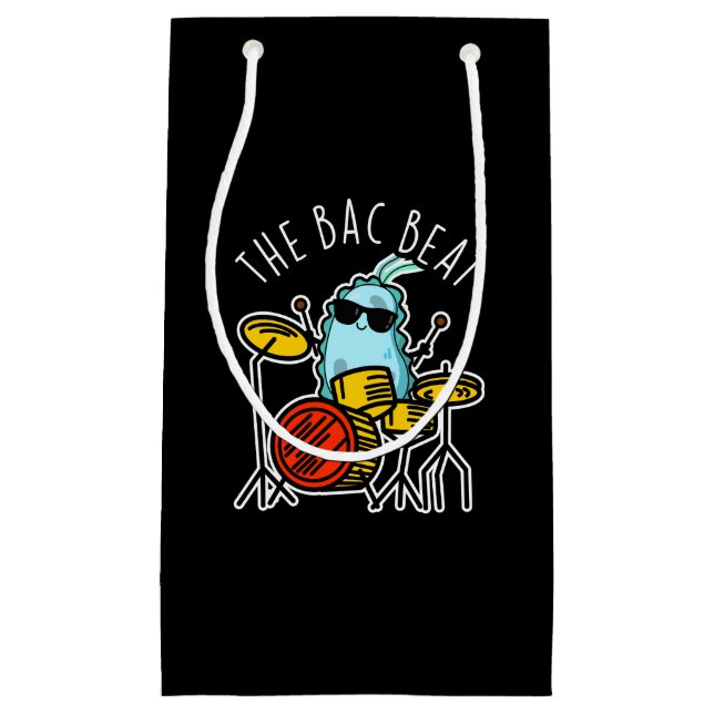 Bac Beat Funny Drummer Bacteria Pun Dark BG Kleine Geschenktüte (Vorderseite)