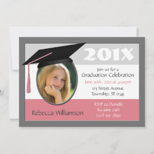 Bac de diplôme et Tassel Photo Invitations rose
