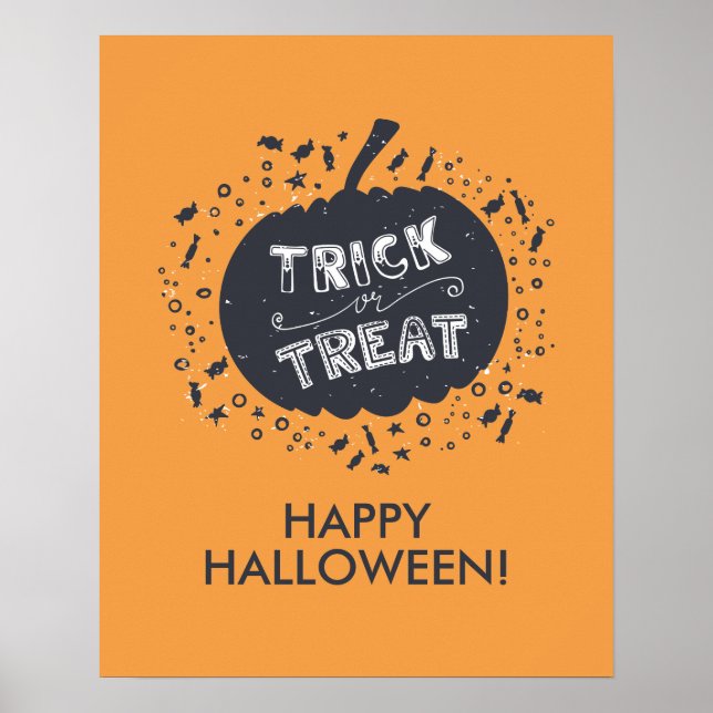 Bac Ou Traiter Citrouille Bonne Affiche Halloween (Devant)