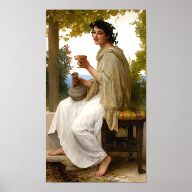 Bacchante von William Bouguereau Poster (Vorne)