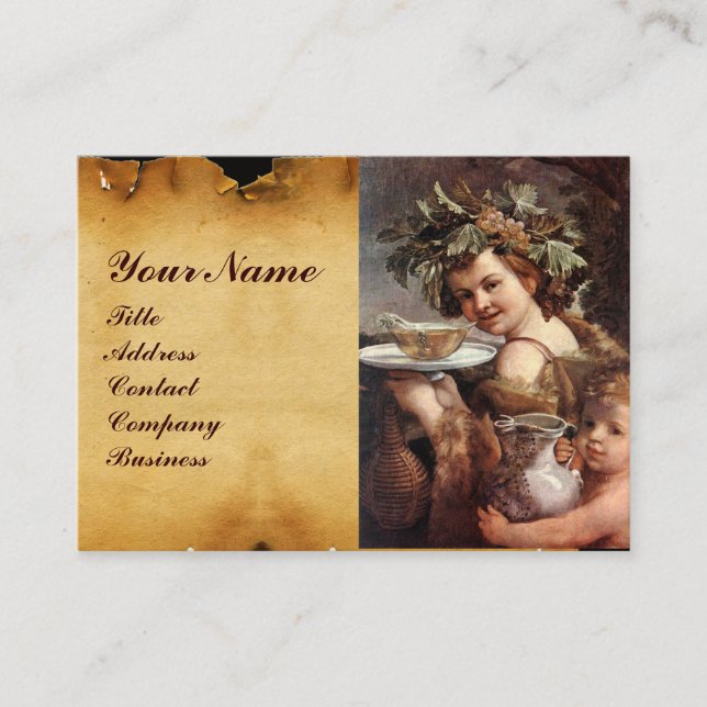 BACCHUS, GRAPEN, SIEGEL AUS WEISSEM WEIN VISITENKARTE (Vorderseite)