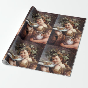 BACCHUS, GRAPEN UND WEISSER WEIN GESCHENKPAPIER